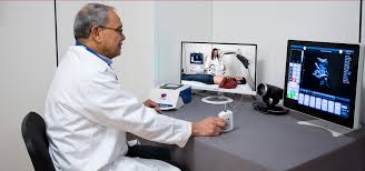 Doctor viewing remote scanned images
