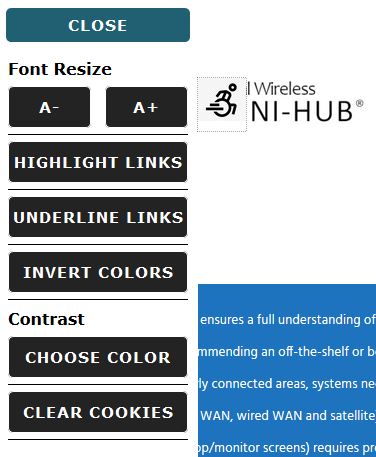 The accessibility pop out menu for our site. 